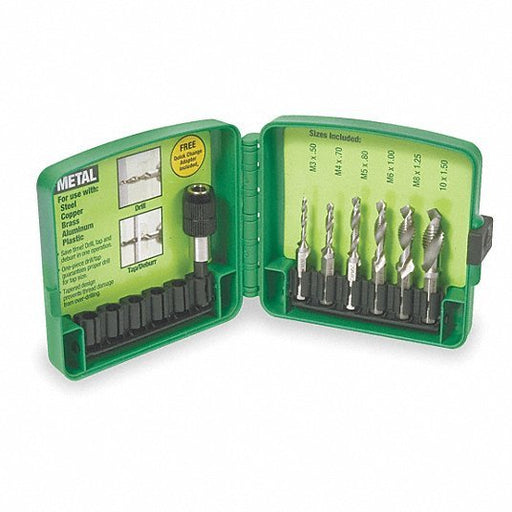 Greenlee DTAPKITM Combination Drill and Tap Set 6 Pieces, High Speed Steel, Bright (Uncoated), Metric - KVM Tools Inc.KV1ANZ3