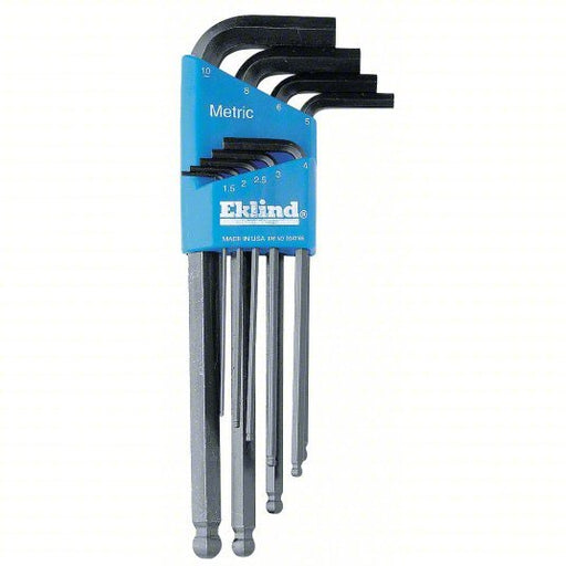 Eklind 13609 Hex Key Set Metric, Long, 9 Pieces, Plastic Holder, Black Oxide, 2 Tips - KVM Tools Inc.KV1ATF7