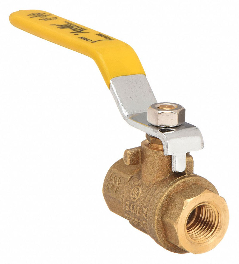 Apollo 94A10101 Manual Two-Way Ball Valve, 1/4 in, Brass, Straight, FNPT x FNPT, 600 psi Max. Pressure (CWP)