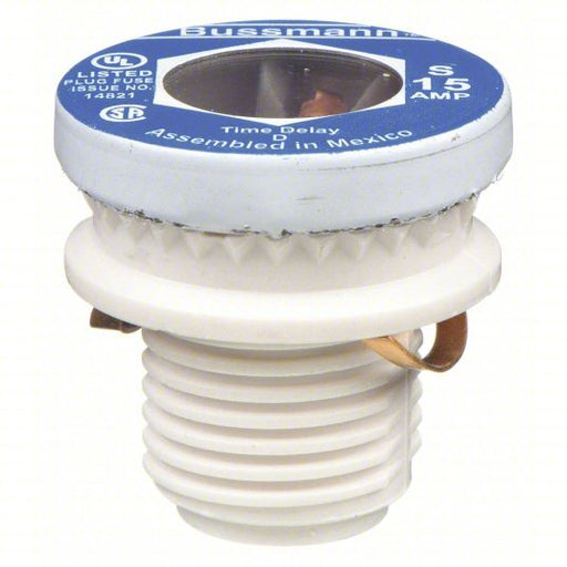 Bussmann S - 15 Plug Fuse 15A, 125V AC, Screw - In Body, Rejection Fits Fuse Block, 4 PK - KVM Tools Inc.KV1CZ14