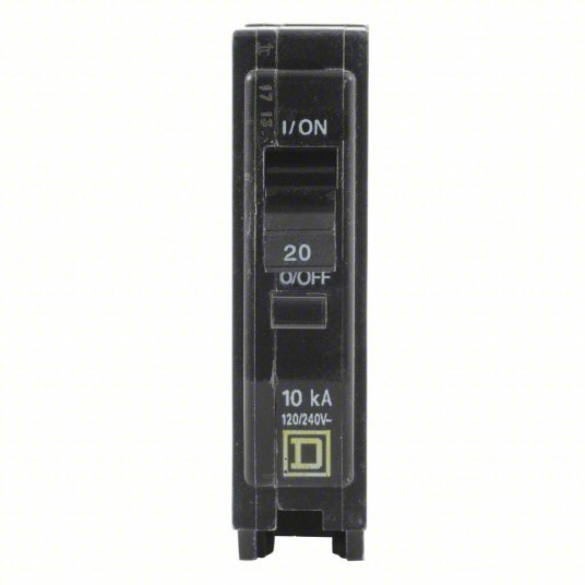 Square D QO120 Miniature Circuit Breaker 20 A, 120/240V AC, Single Phase, 10kA at 120/240V AC, QO, Std - KVM Tools Inc.KV1D234