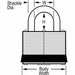 Master Lock 7KALJ - P316 Padlock 2 1/2 in Vertical Shackle Clearance, 1/2 in Horizontal Shackle Clearance, P316 Key, Steel - KVM Tools Inc.KV3JYX7