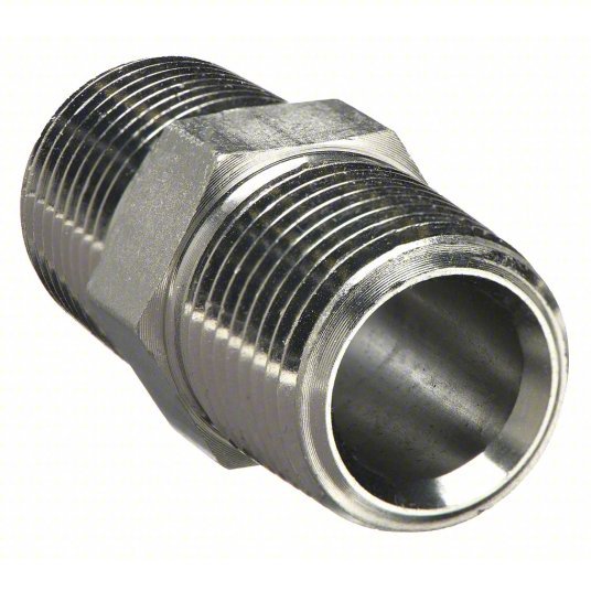 Parker 6 - 6 MHN - S Hex Nipple Carbon Steel, 3/8 in x 3/8 in Fitting Pipe Size, Male NPT x Male NPT, 1 7/16 in Lg - KVM Tools Inc.KV1DGB4