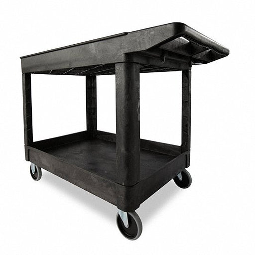 Rubbermaid FG452089BLA Flat Handle 2-Shelf Utility Cart, 500 lb. Capacity