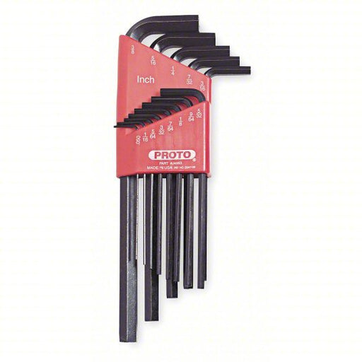 Proto J4983 Hex Key Set SAE, Long, 13 Pieces, Plastic Holder, Black Oxide, 2 Tips, 2 27/32 in to 6 3/4 in - KVM Tools Inc.KV1FX41