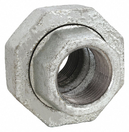 Approved Vendor 1LBR7 Metal Pipe Straight, Union, 600 psi @ 150° F, 1/8 in x 1/8 in, Malleable Iron