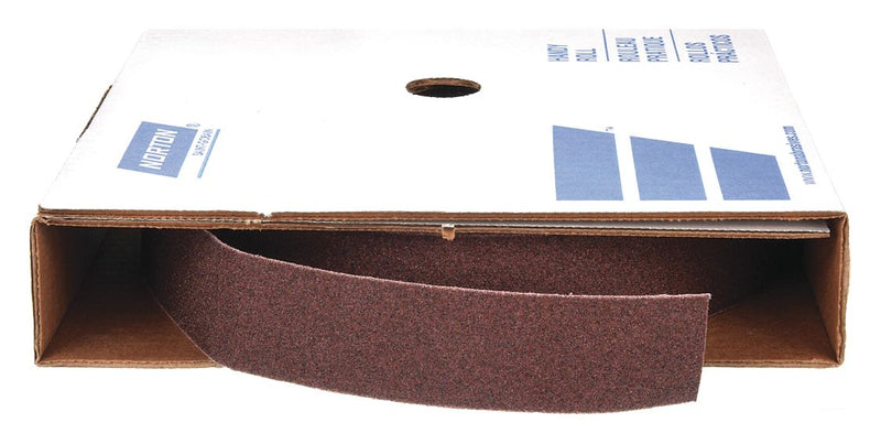 Norton 66261126296 Abrasive Utility Roll, 2 in W x 150 ft L, Aluminum Oxide, P150 Grit, J Wt Cloth, K225, P150
