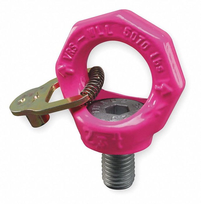RUD Chain 7104482 VRS Hoist Ring, 3,300 lb WLL, 5/8"-11 Thread, 360° Swivel Bolt-On, Steel Powder Coated, Pink, Germany