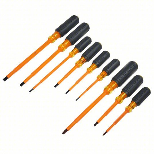 Klein 33528 Insulated Screwdriver Set 9 Pieces, Phillips/Slotted Tip, Ergonomic Grip - KVM Tools Inc.KV1N048