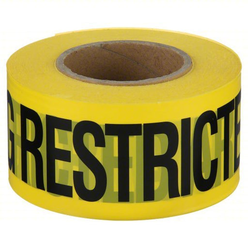 KVM Tools KV1N912 Barricade Tape 1,000 ft Lg, 3 in Wd, Warning Restricted Area Legend, Polyethylene - KVM Tools Inc.KV1N912