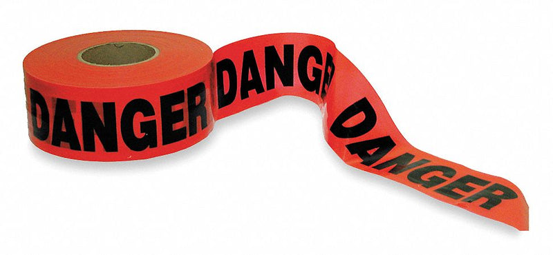 Approved Vendor 1N960 Barricade Tape, 1,000 ft Lg, 3 in Wd, Danger Legend, Polyethylene, Red Color