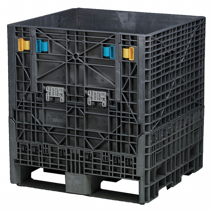 Buckhorn BN3230342010000 Collapsible Bulk Container, 12.9 cu ft, 32 in x 30 in x 34 in, Lid Not Included, Black