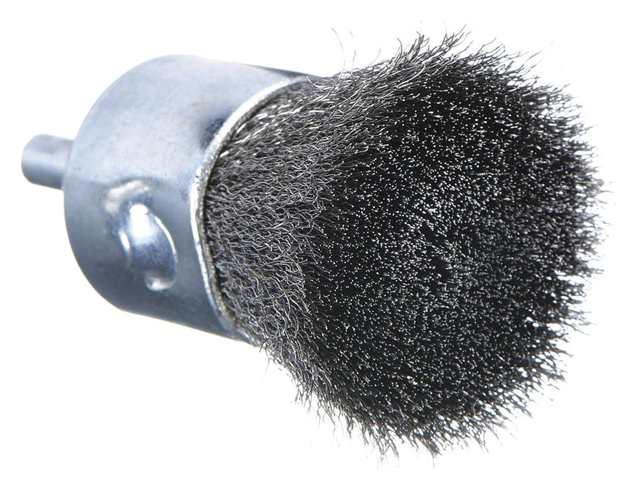 Weiler 96105 End Brush, Crimped Stainless Steel, 1/2 in Brush Dia, 0.02 in Fill, 1/4 in Shank