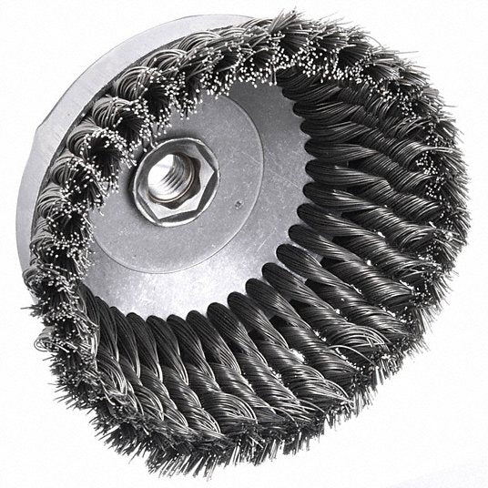 Weiler 93398 Cup Brush Twisted Steel, 5 in Dia, 0.023 in Fill Dia, 5/8" - 11 Arbor - KVM Tools Inc.KV4F714