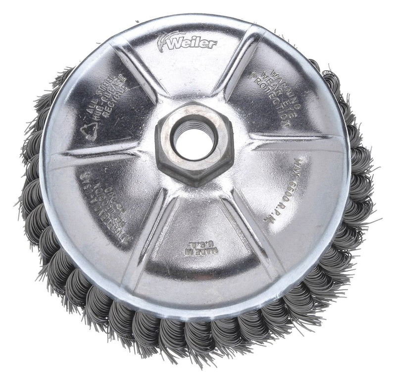 Weiler 94081 Cup Brush, Twisted Steel, 2-3/4 in Dia, 0.02 in Fill Dia, M10 x 1.25 Arbor