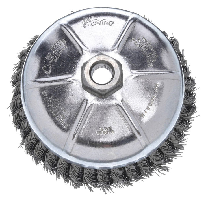Weiler 94081 Cup Brush, Twisted Steel, 2-3/4 in Dia, 0.02 in Fill Dia, M10 x 1.25 Arbor