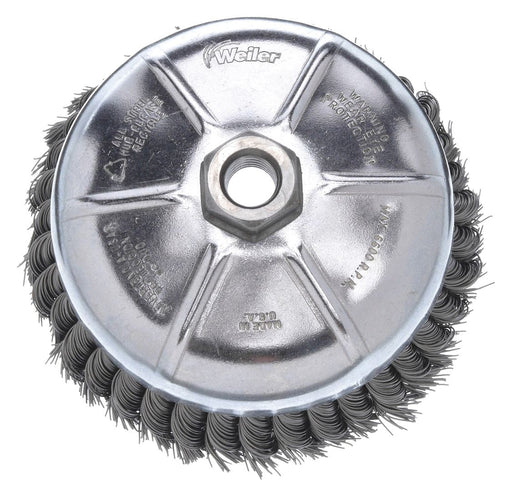 Weiler 94121 Cup Brush, Twisted Steel, 4 in Dia, 0.023 in Fill Dia, 5/8"-11 Arbor