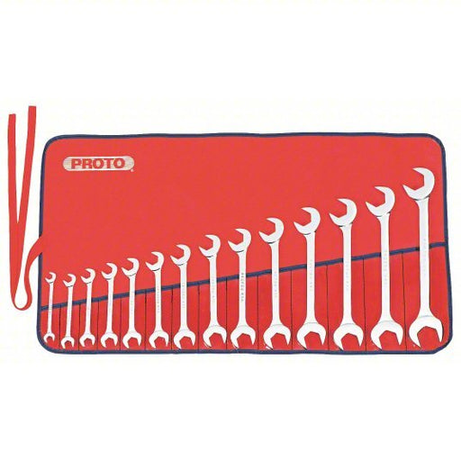 Proto J3100B Open End Wrench Set Alloy Steel, Chrome, 14 Tools, 3/8 in to 1 1/4 in Range of Head Sizes - KVM Tools Inc.KV1Q406