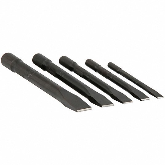 Proto J86000 Cold Chisel Set Steel, 3/8 in_1/2 in_5/8 in_3/4 in_7/8 in Blade Wd, Knurled Grip - KVM Tools Inc.KV1Q947