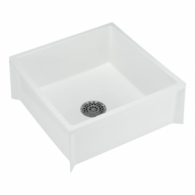 Mustee 63M Mop Sink, Fiberglass Mix, White, 24 in Bowl Lg, 24 in Bowl Wd, 10 in Bowl Dp, Square