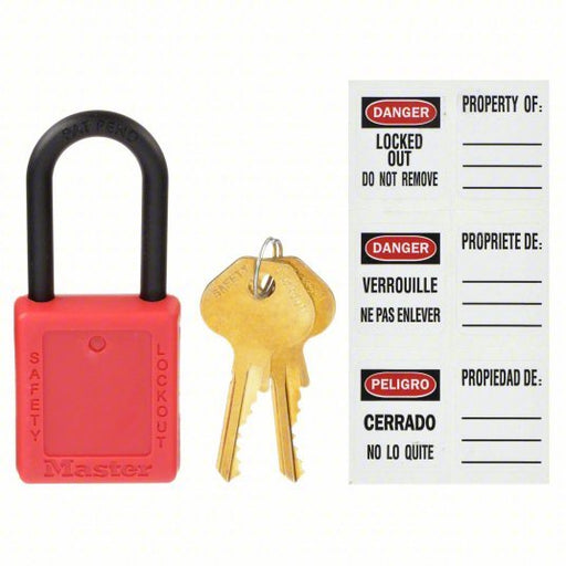 Master Lock 406RED Lockout Padlock Keyed Different, Thermoplastic, Std Body Body Size, Plastic, Red - KVM Tools Inc.KV1TDC9