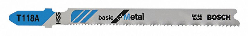 Bosch T118A Jigsaw Blade, 17/24,  3 5/8 in Blade Lg, Bi-Metal, High Speed Steel, T Shank, 1 Pieces, 5 PK