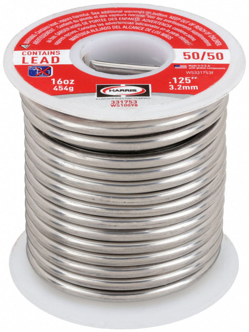 Harris 331753 Solder Wire, 1/8 in x 1 lb, 50/50, 50% Tin, 50% Lead