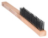 Grainger 1VAG6 Scratch Brush, Straight Handle, Carbon Steel, Wood, 6 1/4 in Brush Lg, 14 in Handle Lg