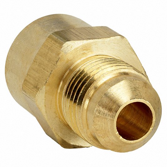 Parker 46F-8-4 Flared Fitting Elbow 1/2 in OD x 1/4 in Pipe Fitting Size, Flared/Threaded, Brass, 10 PK
