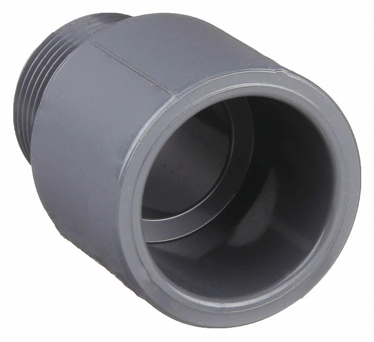 Approved Vendor 836-005 PVC Schedule 80 Pipe Adapter, 1/2 in Socket x 1/2 in MNPT, Gray