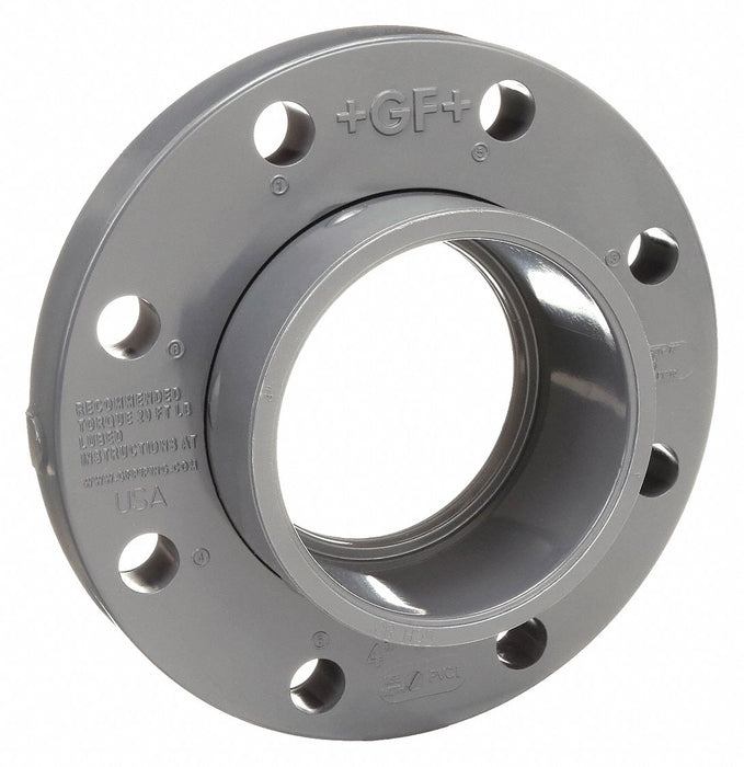 Approved Vendor 854-040 Van Stone Flange, Schedule 80, PVC, 4 in Size, Socket, Female, Gray, 150 psi Max Op Pressure, Flange