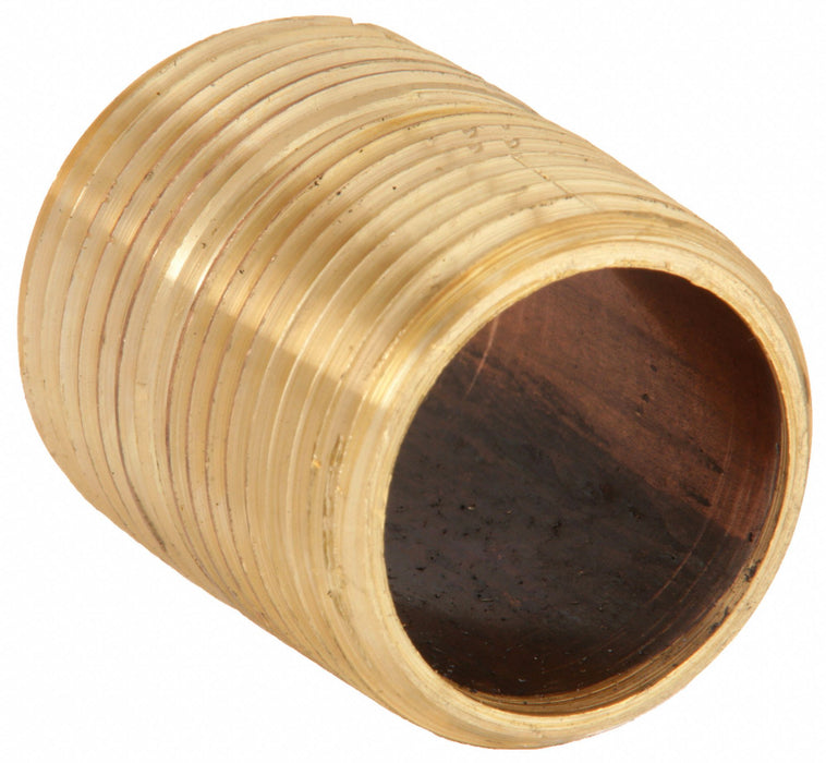 Approved Vendor 467-020 Pipe Nipple, Brass, 1 1/2 in Nominal Pipe Size, 2 in Overall Lg, Threaded on Both Ends, Schedule 40