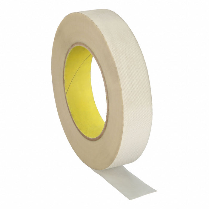 3M 361 Cloth Tape, 1 in Wd, 60 yd Lg, 6.4 mil Thick, White, Fiberglass Cloth, Silicone, Single-Sided