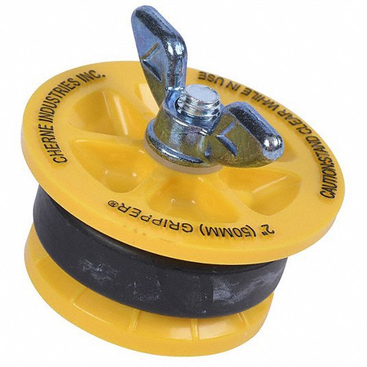 Cherne 270229 Pipe Plug Wing Nut, End of Pipe, For 2 in Pipe, Natural Rubber Plug - KVM Tools Inc.KV1VNF5