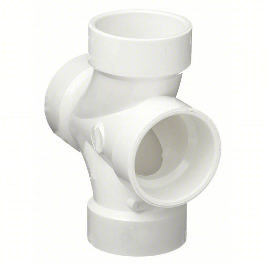 KVM Tools 1WJR9 Double Sanitary Tee Sch 40, 2 in x 2 in x 2 in x 2 in Fitting Pipe Size, White - KVM Tools Inc.KV1WJR9