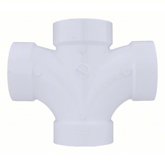 KVM Tools 1WJR9 Double Sanitary Tee Sch 40, 2 in x 2 in x 2 in x 2 in Fitting Pipe Size, White - KVM Tools Inc.KV1WJR9