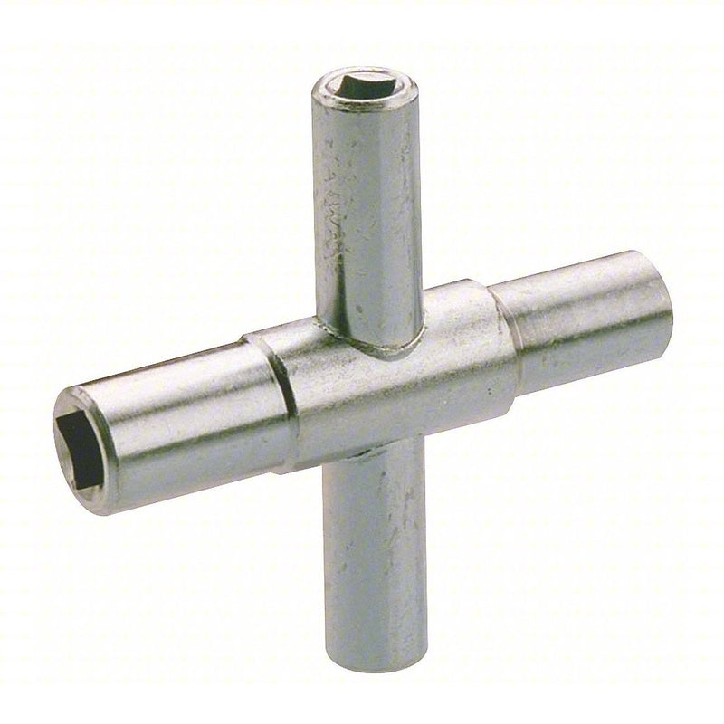 KVM Tools 151-015 T-Shaped Water Key, 1/4 in, 9/32 in, 5/16 in, 11/32 in Sizes, 3-5/32 in Overall Lg, Steel, Chrome - KVM Tools Inc.KV1WJT1