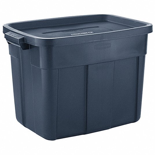 Rubbermaid RMRT180000 Storage Tote 18 gal, 23 7/8 in x 16 3/8 in x 17 1/2 in, Dark Blue/Metallic Body, Blue - KVM Tools Inc.KV60VZ20