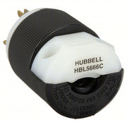 Hubbell HBL5666C Straight Blade Plug 6 - 15P, 15 A, 250V AC, Black/White, 2 Poles - KVM Tools Inc.KV1X995