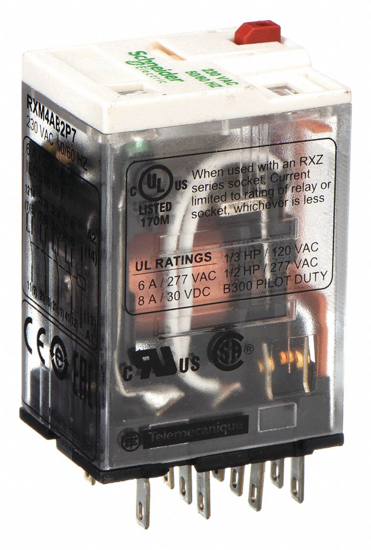 Schneider RXM4AB2P7 General Purpose Relay 4PDT 6A 14-Pin 230VAC