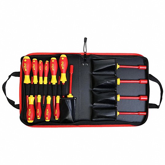Wiha 32190 Insulated Tool Kit 15 Total Pcs, Drivers and Bits, Tool Case