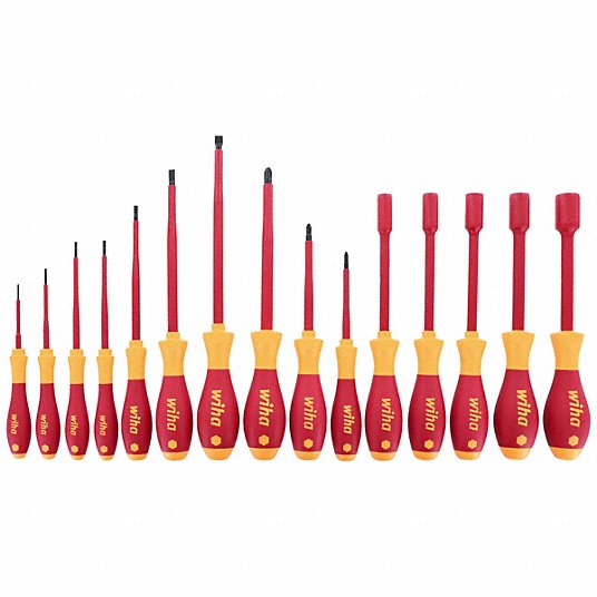 Wiha 32190 Insulated Tool Kit 15 Total Pcs, Drivers and Bits, Tool Case