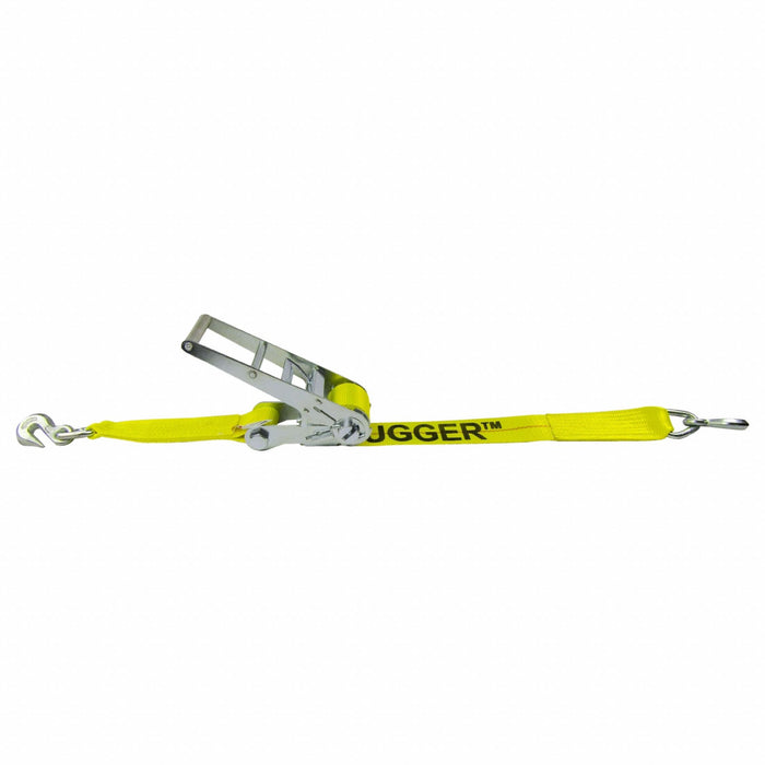 Lift-All 20486 Tie Down Strap, Ratchet, Grab-Hook, Gen Purpose, 3 in Wd, 5,000 lb WLL, Yellow, 27 ft Lg