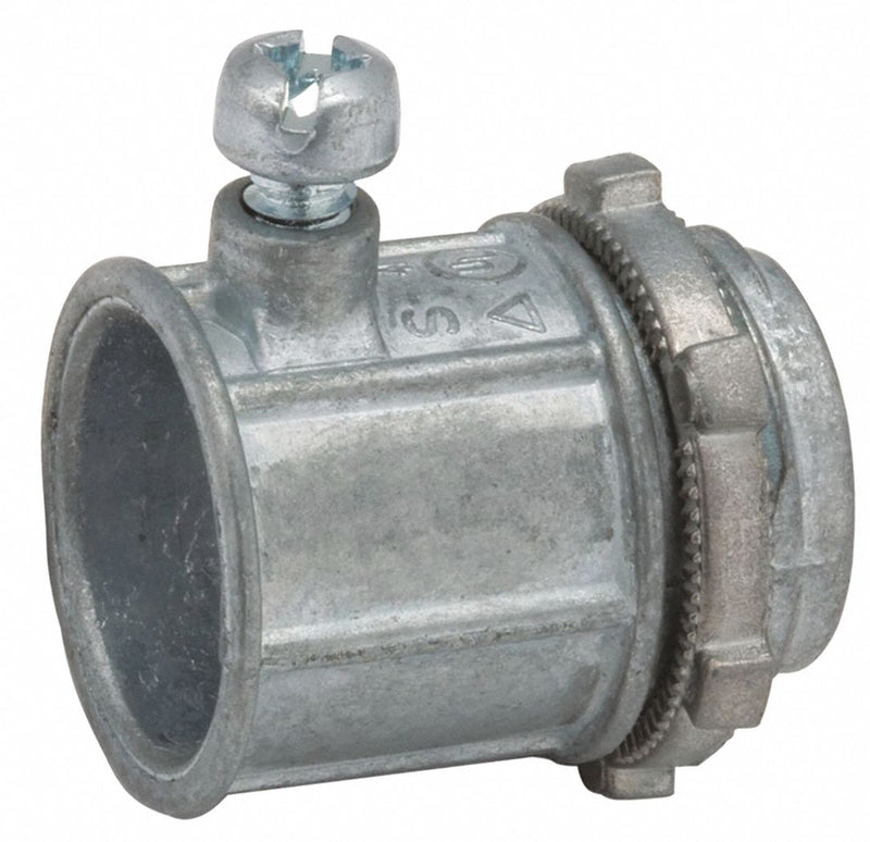Raco 2640 Set Screw Conduit Connector, Zinc, 2 1/2 in Trade Size, 3 3/32 in Overall Lg, Non-Insulated, Gray