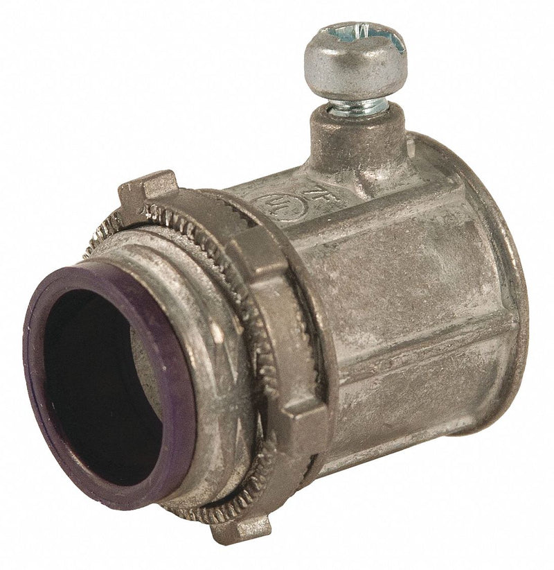 Raco 2649 Set Screw Conduit Connector, Zinc, 3 in Trade Size, 3 3/8 in Overall Lg, Insulated, Gray