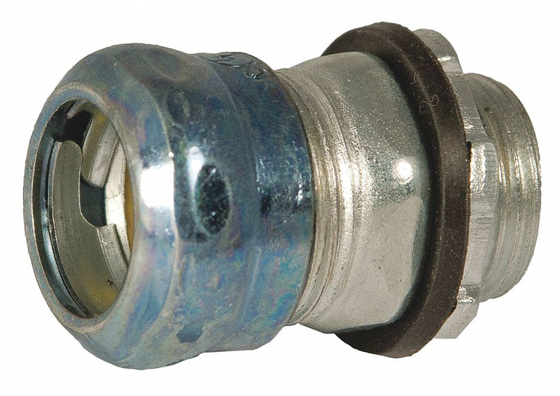 Raco 2946RT Compression Conduit Connector, Steel, 4 in Trade Size, 4 in Overall Lg, Non-Insulated, Gray
