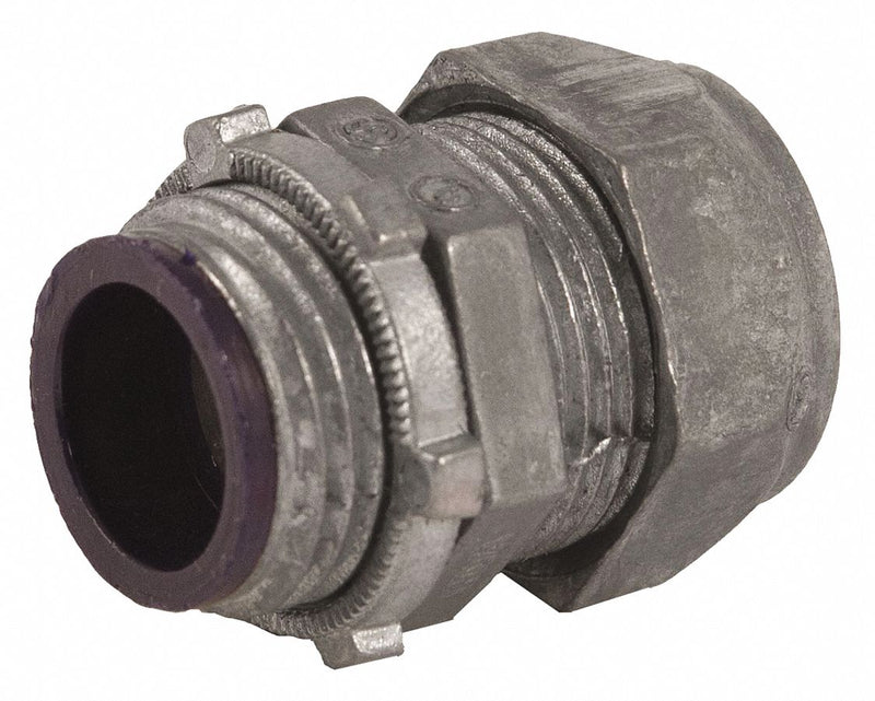 Raco 2836 Compression Conduit Connector, Zinc, 1 1/2 in Trade Size, 1 15/16 in Overall Lg, Insulated, Gray