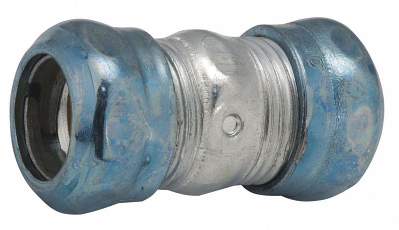 Raco 2950RT Compression Conduit Coupling, Steel, 2 1/2 in Trade Size, 4 3/4 in Overall Lg, Gray, Rain Tight