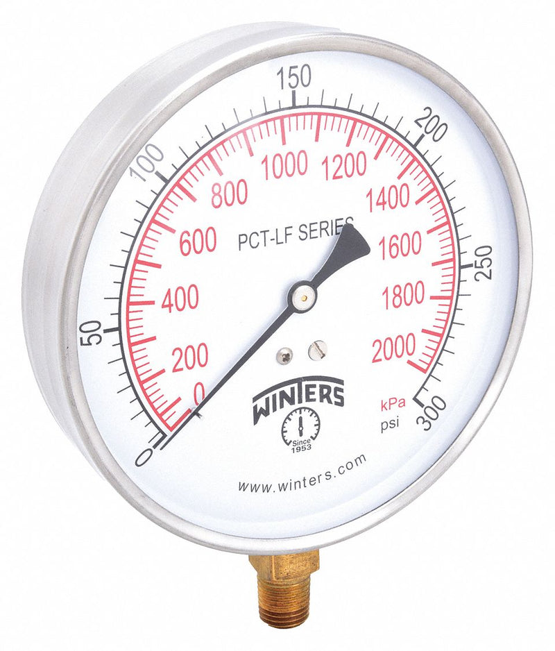 Winters PCT326LF Lead-Free Pressure Gauge