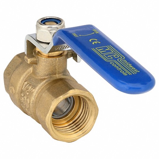 Midwest Controls G-F600-50 Manual Two-Way Ball Valve 1/2 in, Brass, Straight, FNPT x FNPT, Full Port Ball Port, 600 PSI CWP, 150 PSI Steam